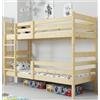 Interbeds Letto a castello in legno massello Eric, pino naturale, sponda, base, divisibile in 2 letti (200x90)