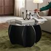 [en.casa] Tavolino da Caffè con Piano Rotondo in Vetro Fumé Temperato Tavolo Basso Centrale da Salotto Ø70 x 40 cm per Soggiorno Living Studio - Grigio/Effetto Legno Nero