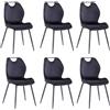 GrandCA HOME Set di 6 Sedie da Pranzo, Sedie da Cucina in Stile Nordico, Rivestimento in Velluto Olandese, Gambe in Metallo — Per Sala da Pranzo, Cucina e Soggiorno (Nero)