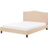 Beliani Letto Imbottito Tessuto Beige Effetto Lino Testata Alta 180 x 200 cm