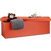 Relaxdays Cassapanca Pieghevole, Sgabello Pouf, Cassa Panca, con Coperchio, HxLxP: 38 x 114 x 38 cm, Baule, Arancio