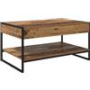 toolkix Tavolino da salotto in legno anticato, 80 x 50 x 40 cm, con gambe in acciaio, moderno tavolo da soggiorno con spazio e ripiano per soggiorno scandinavo