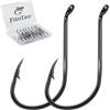 FishTrip Confezione da 50/100 ami da pesca a forma di polpo - Ami da pesca offset a becco circolare per ami da pesca in acqua salata e acqua dolce, ami neri per esche rig, pesce gatto, tonno basso