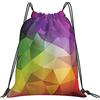 Generic Poliestere Borsa Coulisse Triangle Polygon Sacca Sportiva Fashion Gym Sack per Viaggi Spiaggia Piscina 36X42Cm
