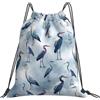 Generic Personalizzato Zaino Coulisse Blue Herons On Blue Sacca Sportivo Unisex Gym Sack per Spiaggia Donna Viaggi 36X42Cm