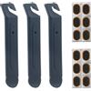 AMANDELIZABE 3 Pezzi Attrezzi per la Riparazione di Pneumatici per Biciclette, Leve smontagomme Bici, Leva per Pneumatici Bicicletta, con 12 Patch per Riparare Le gomme delle Biciclette, per Vari Tipi Biciclette