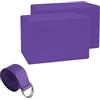 Hellery Mattoncini Mind-Body con Cinghia Antiscivolo Kit Blocchi Mind-Body e Cinghia Leggero Set di Mattoncini da Pilates per Principianti, Casa, Palestra, Viola
