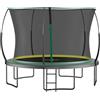chellago Trampolino da giardino da 366 cm, senza piume, con rete di sicurezza, per bambini, per esterni, con aste in fibra di vetro, stabile, verde