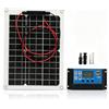 HERCHR Caricabatterie Solare 12/24V, Kit Pannello Solare 15W con regolatore di Carica PWM 50A per Auto, Barca, rimorchio Marittimo, rimorchio automobilistico, Camion, Moto