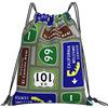Generic Stampa Borsa Sportiva da Palestra California Highway Patchwork Borsa Palestra Scuola Leggero Zainetti per Donna Piscina Viaggi 36X42Cm