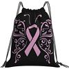 Generic Personalizzato Borsa Coulisse Conscious Ribbon Butterfly Sacca Sportivo Fashion Zainetto per Adulto Piscina Viaggi 36X42Cm