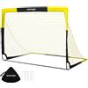 SPORTNOW Porta da Calcio Pop-Up Portatile Pieghevole con Borsa Giallo | 4 Picchetti a U, Pali in Fibra di Vetro, per Allenamento Indoor e Outdoor, Montaggio Facile