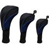 Fzaqwen 3 Pezzi Copri Testa Mazze da Golf Copritesta Legno Driver Protezione Assorbente Fascia a Maglia Etichetta Numerata Stile Sportivo in Cotone Adatto per Campo Pratica Gara Viaggio, Blu
