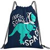 Generic Poliestere Borsa Coulisse Funny Astronaut Dinosaur Quote I Need Some Space Sacca Ginnastica Leggero Zainetto per Donna Sport Vacanze 36X42Cm