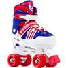 SFR Skates Spectra Adjustable Quad Skates Pattini Pattinaggio Unisex Bambino, Gioventù, Blue/Red, 29-33