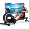 DMASUN [2026 Versione] DMASUN Vogatore Appartamento Bodybuilding, 16 Livelli di Resistenza, Vogatore Magnetico Silenzioso con APP, Display LCD, Aggiornamento a Due Rails, Montaggio Facile, Capacità 160KG