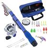 BNTTEAM Mini Mulinello da Spinning e Canna Combo Mano Portatile Telescopica Fibra di Carbonio Dura al 99% Mare Canna da Pesca e Mulinello Esche Artificiali Lenza (BLUE 2.1M/82.6in/6.88ft)