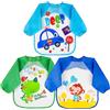 Vicloon 3 pezzi Bavaglini a Manica Lunga, Waterproof & Easy to Clean,Bavaglino Unisex per Bambini, Bambini e Neonati Giocare e Mangiare 6 Mesi a 3 Anni(Dinosauro, Auto, Scimmia)
