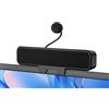 Plyee Audio USB Altoparlanti per Computer con Microfono Staccabile, Altoparlante da Scrivania Plug and Play con Clip per Monitor, Suono Stereo & Bassi, Ideali per PC, PS5, Switch 2 e Laptop