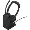 Jabra Evolve3 65 - Cuffie wireless con doppio connettore USB-A e cancellazione attiva del rumore (ANC) | Certificate per Microsoft Teams | Inclusa base di ricarica