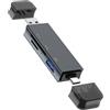 Leloco Lettore di schede SD, USB A/C/Micro tre spine, lettore di schede SD, adattatore OTG in alluminio per SD/Micro SD/TF/SDHC/SDXC, chiavetta USB, MacBook, Android e Windows, ecc