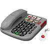 simvalley Telefono fisso per anziani con tasto SOS wireless, 6 tasti foto, vivavoce, argento