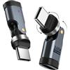 Aduarjo Adattatore da USB C a USB C, 240 W, adattatore USBC a 90 gradi, 2 pezzi, rotazione a 540°, ricarica rapida PD e trasferimento dati, connettore angolare di tipo C per iPhone 17/16, Mac Book Pro
