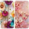 BLOTECH 2 pezzi Custodia Cellulare per Samsung Galaxy A12 5G Cover Portafoglio Flip Caso PU Pelle TPU Antiurto,[Kickstand][Slot per Schede][Chiusura Magnetica] Motivo Fiori gialli Serie
