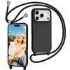 Nupcknn Custodia in silicone con corda per iPhone 17 Pro, [2 pellicole protettive per fotocamera] anti-shock antigraffio custodia in silicone con cinturino regolabile case
