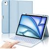 IVEOPPE Tastiera per iPad Air 13 M4 2026/M3 2025/M2 2024/iPad Pro 12.9 3-6 Gen | Cover Keyboard Touchpad 7 Colori Illuminato Staccabile, Italiano QWERTY, Custodia Tastiera Bluetooth con Portapenna, Blu