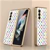 COQUE Galaxy Z Fold 3 5G - Custodia per cellulare in vetro temperato lucido 9H, pieghevole per Samsung Galaxy Z Fold 3 5G bianco a quadri