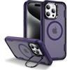 IMEIKONST Cover Magnetica per iPhone 15 Pro Max con Supporto Obiettivo in Metallo, TPU + PC 3-in-1 Militare Grado Protezione Antiurto Armor Matte Traslucida Custodia per iPhone 15 Pro Max. Viola HYF