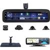 SZKJ E09P 360 ° panoramica da 10 pollici Schermo intero 4G Touch IPS Special Car DVR Retrovisore Specchietto retrovisore con GPS Navi Bluetooth WIFI Monitoraggio remoto Telecamere Android 4CH
