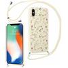 Xylota Cover Cordino per iPhone X/iPhone XS 5,8, Aesthetic Disegni Fiori Custodia con Corda Regolabile Tracolla Laccio, Sottile Silicone TPU Bumper Antiurto Protettiva Case per iPhone X, Viola