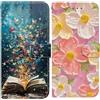 BLOTECH Borse Telefono per Samsung Galaxy A12 5G Flip Caso 2 pezzi in PU Pelle Case Libro Portafoglio Protettiva Custodia con TPU Cellulare Protezione Completa Cover,Star River Book Talk + Girasoli