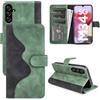 JIUNINE Cover per Samsung Galaxy M34 5G, Custodia Libro in Pelle Antiurto Flip Portafoglio Case con TPU Bumper, Supporto Stand, Porta Carte, Fibbia Magnetica per Samsung Galaxy M34 5G, Verde