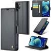 oiysrtoc Cover per iPhone 12 in Pelle PU Premium, Portafoglio con 3 Fessure Carte e Supporto, Blocco RFID, Chiusura Magnetica Custodia iPhone 12, Nero