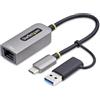 StarTech Adattatore USB-C a Ethernet 10/100/1000Mbps con Dongle USB-A