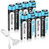 Battsea Confezione da 8 batterie AA da 1,5 V con batterie USB C AA ricaricabili USB C AA 2880 mWh 0,8 H, ricarica rapida 1600 cicli, batterie agli AA, compatibili con fotocamera