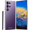 Maustron Smartphone J25 Ultra con display da 7,3 pollici, 8 GB di RAM, 256 GB di memoria, memoria espandibile, doppio SIM, 5G, Android 14, doppia fotocamera, riconoscimento facciale, colore viola