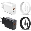 HNGLPOW Caricatore USB C da 45 W per Samsung A57 A56 5G/A36 A37 S26 S25 A55, doppia porta