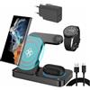 suonee Stazione di ricarica wireless per Samsung Galaxy S25, S24 Ultra, S23, S22, Note 20, Z Fold 7/6 - Stazione di ricarica wireless per Samsung Galaxy Watch 8, 7, 6, 5 e Buds (nero)