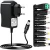 Diconu Adattatore Alimentazione 24V 1A, CA 230V a CC 24V 1000mA con connettori 5,5x2,1mm alimentatore universale a 8 porte per fotocamere, tablet, scanner, TV Box, di videosorveglianza LED hard disk