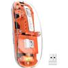 UrChoiceLtd T900 Mouse wireless Bluetooth, mouse cordless sottile multi-dispositivo (doppia modalità: BT 5.1/5.2+2.4G), batteria da 400 mAh Mouse USB ottico trasparente da 2400 DPI (arancione)