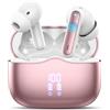 xinwld Cuffie Bluetooth, Auricolari Bluetooth 5.4 In Ear con HiFi Stereo, 40 Ore Cuffie Wireless con 4 ENC Cancellazione Rumore Mics, IP7 Cuffiette Bluetooth con LED Display per iOS Android, Rosa