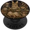 Cozy Cottagecore Woodland Animals & Book Cottagecore - Coniglio lettura libro amante vintage floreale PopSockets PopGrip Adesivo
