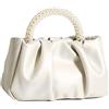 Beatfull Borsetta da sera da donna, piccola borsa a tracolla in pelle morbida increspata, per matrimoni, feste, balli studenteschi, bianco
