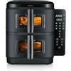 SEVERIN Friggitrice ad Aria Calda Duo Stack, 2800 W, Capacità 11 L (2x 5,5 L), Salvaspazio Verticale, 9 Programmi Automatici, Sync Cook e Finish, S-Fry, Nero - FR 9598