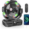 YDCBRIRAY Grande ventilatore da campeggio alimentato a batteria, 27000 mAh, ventilatore da pavimento oscillante a batteria ricaricabile da 38,1 cm, con telecomando e luce notturna a LED, portatile, per tenda