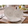 Generico Servizio Piatti 18 Pezzi Tortora - Design Raggi di Sole - Piatti Piani 23 cm, Fondi 20 cm, Frutta 19 cm - Set Tavola in Ceramica per 6 Persone